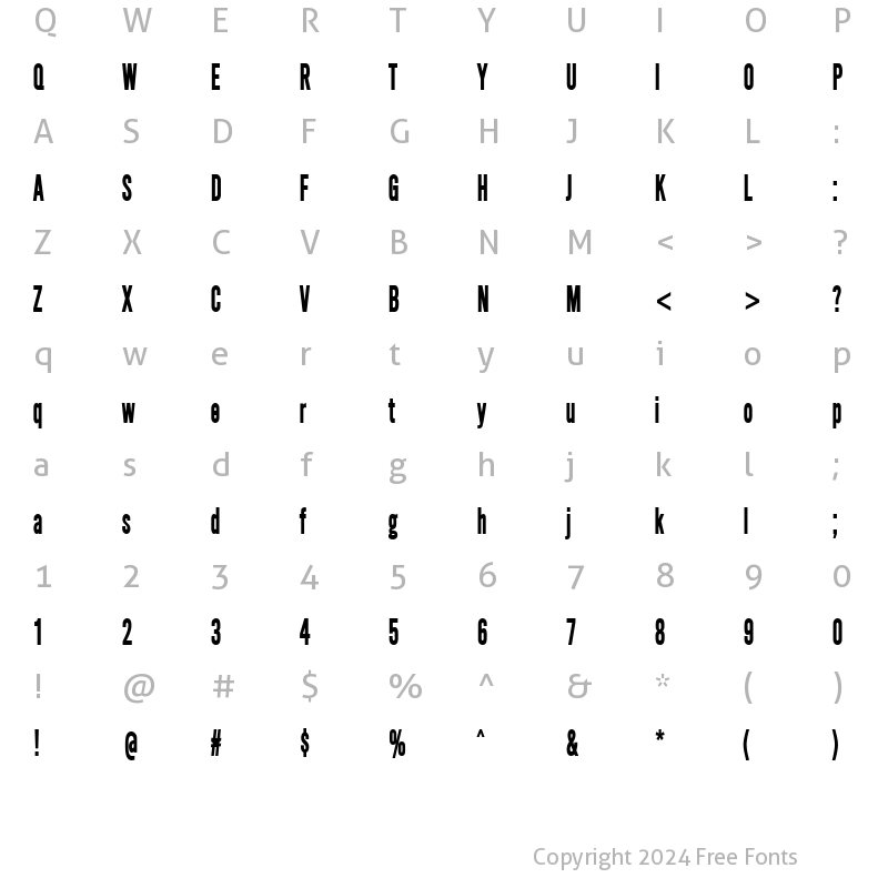 Character Map of SimpleTypeCondensed Bold