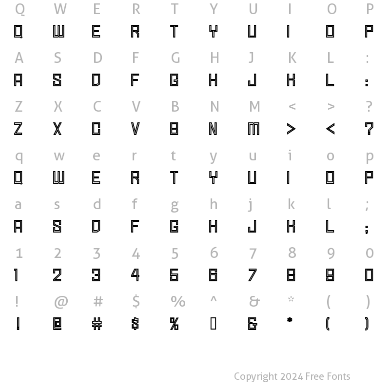 Character Map of Simply Square Inline JL Regular