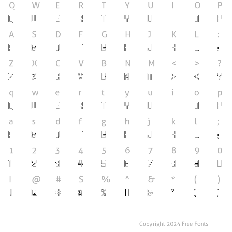 Character Map of Simply Square Outline JL Regular