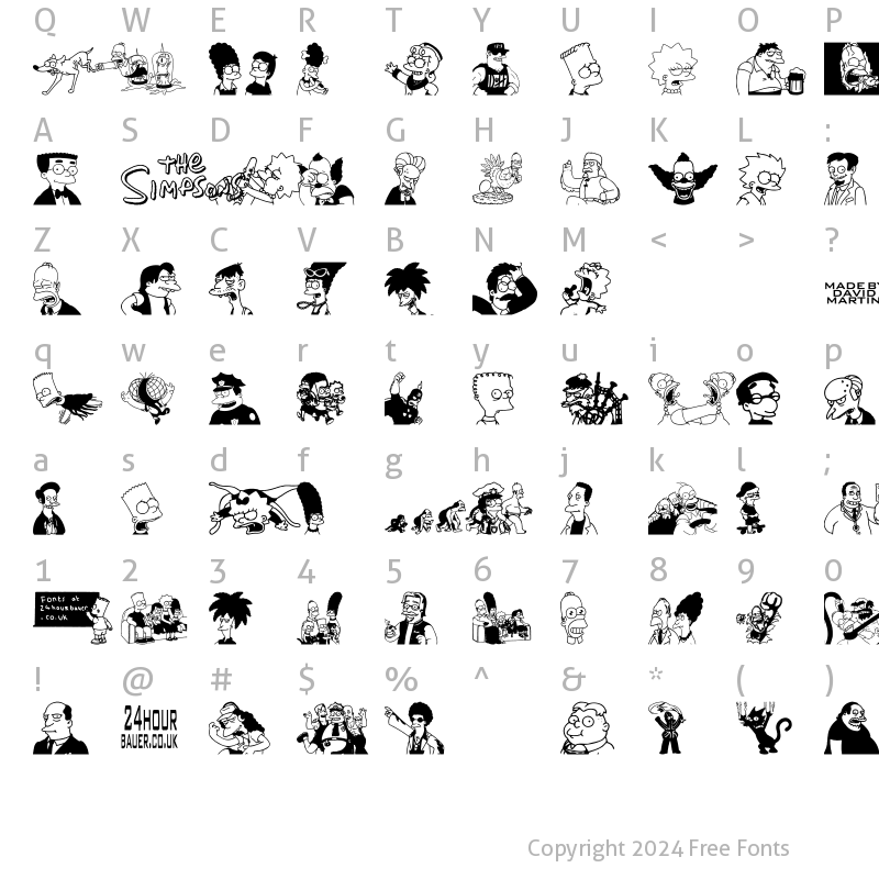 Character Map of Simpsons Mmmm...Font Regular