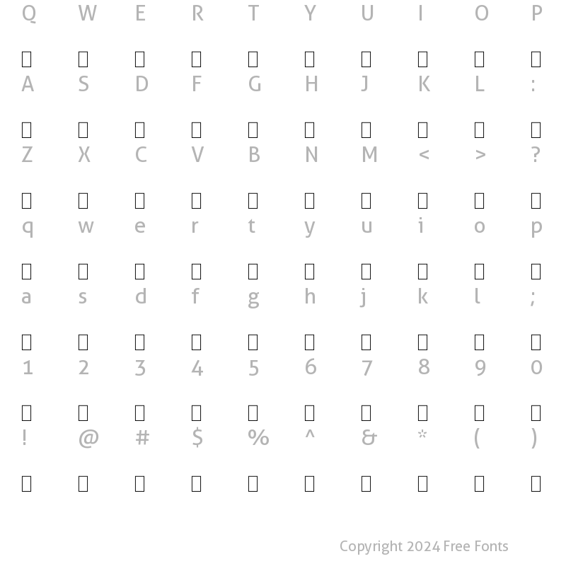 Character Map of SIN H150 Normal