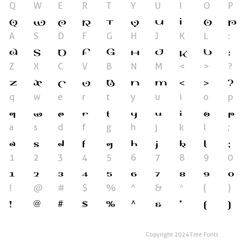 Character Map of SinahBlackLL Regular