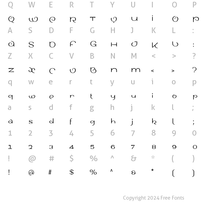 Character Map of SinahSans LT Roman Regular