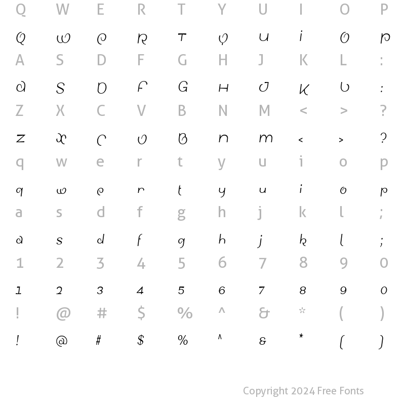 Character Map of SinahSans LT RomanCondensed Italic