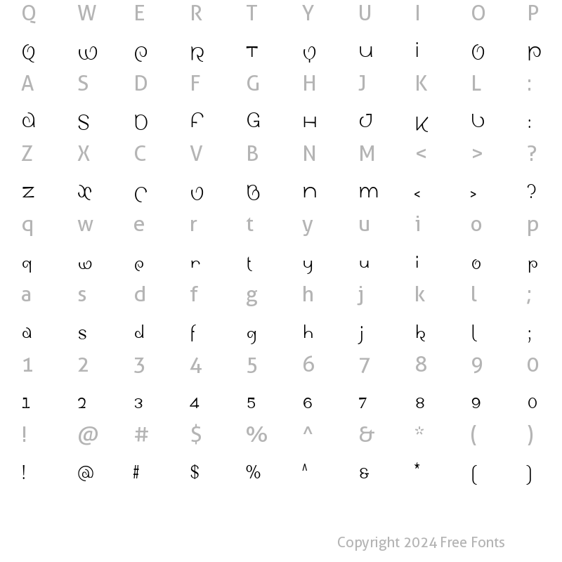 Character Map of SinahSans LT RomanCondensed Regular