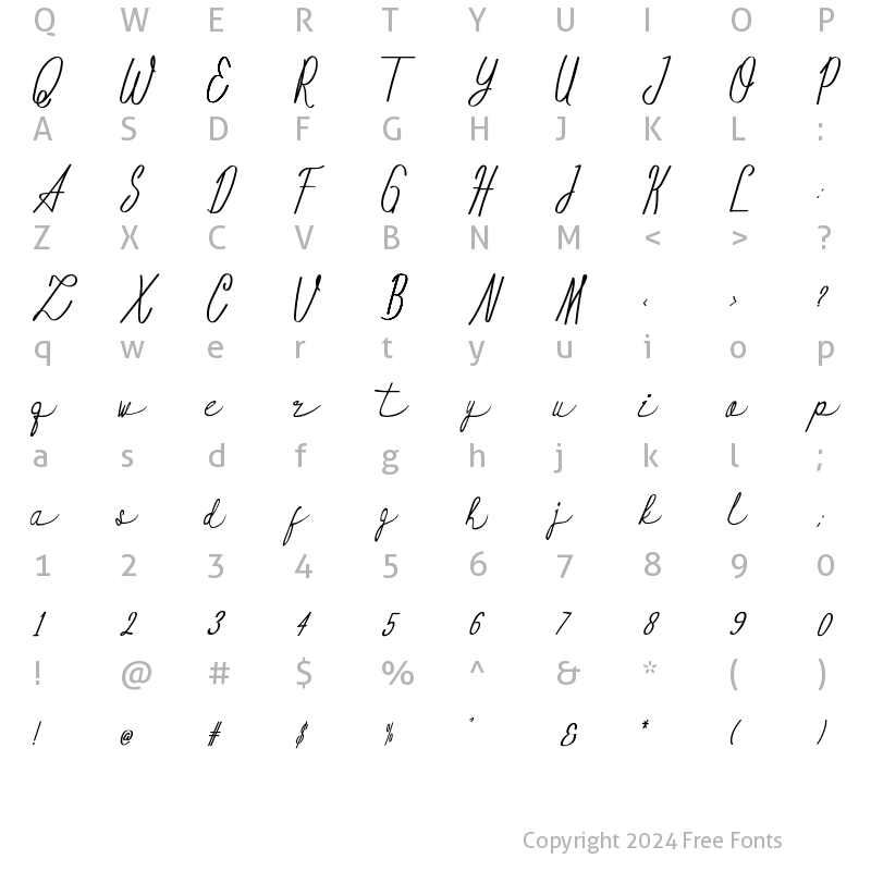 Character Map of Sinandaka Regular