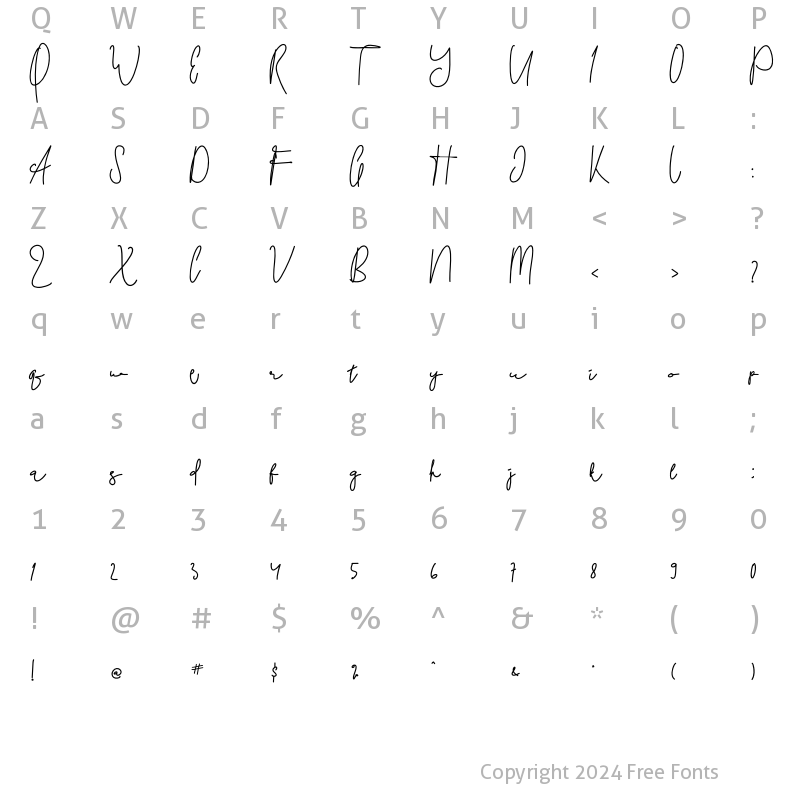 Character Map of Sinawane Regular