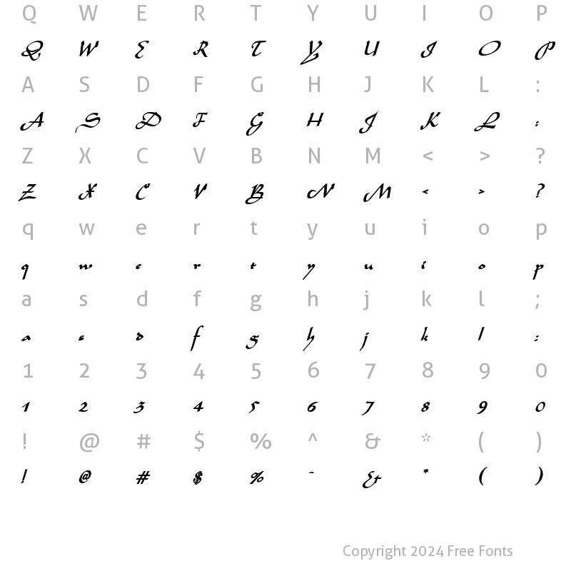 Character Map of Sinbad Bold