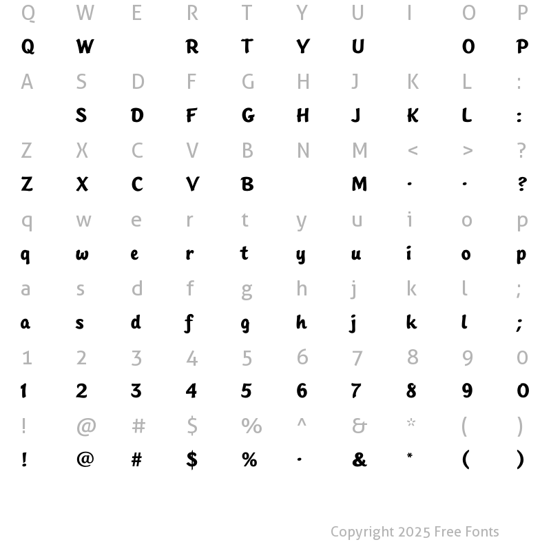 Character Map of SinclairBoldScript Regular