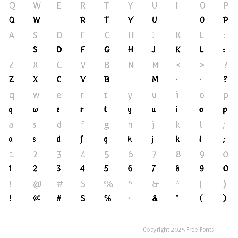 Character Map of SinclairMediumScript Regular