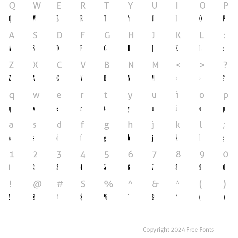 Character Map of Sinema Display SSi Extra Condensed