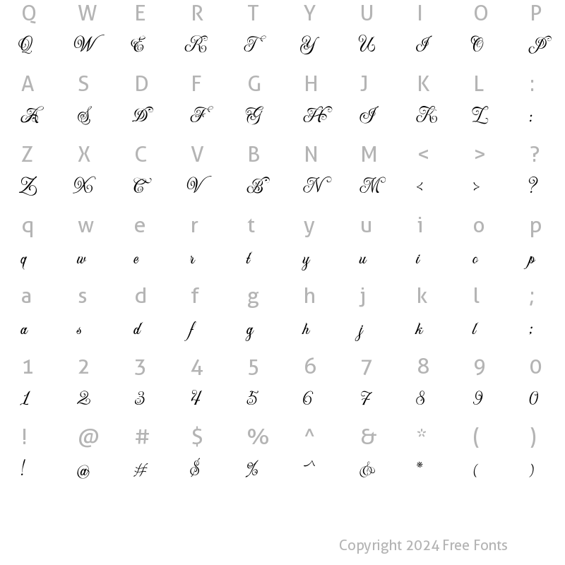 Character Map of Sinestesia Regular