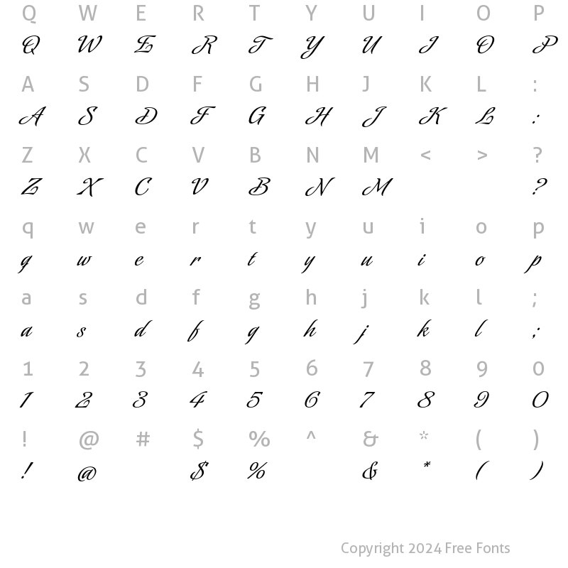 Character Map of Sinfonieta Regular