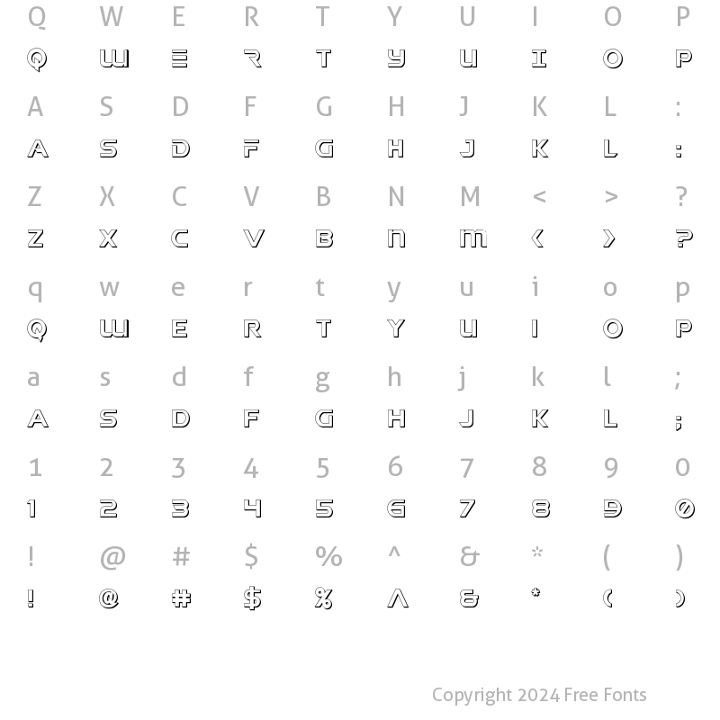 Character Map of Singapore Sling 3D Regular