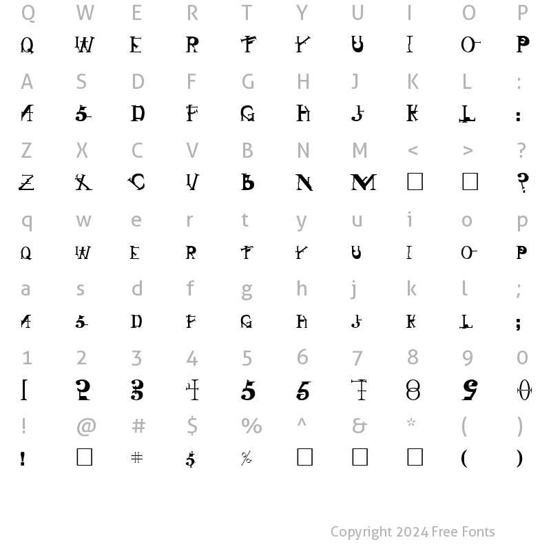 Character Map of Singothic Regular