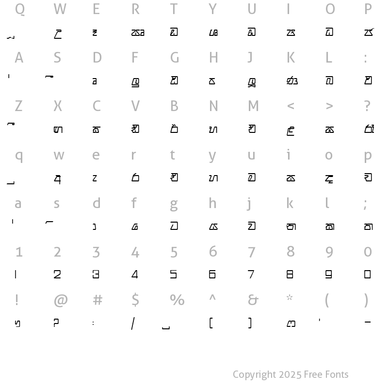 Character Map of Sinhala - Supipi Semi-Bold Normal