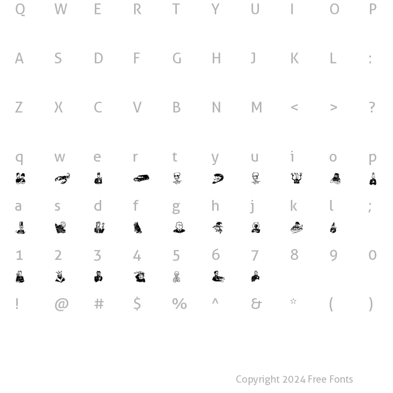 Character Map of Sinister Regular