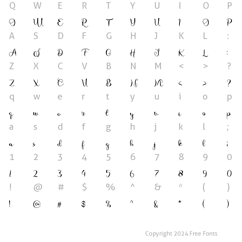 Character Map of Sinta Letter Regular
