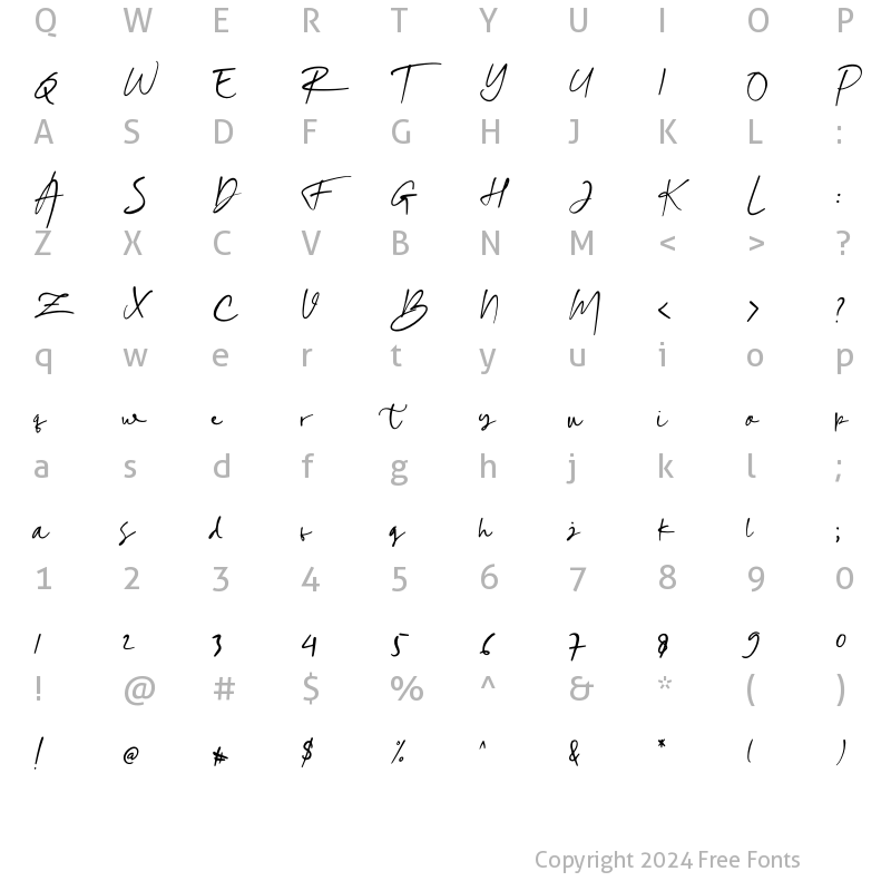 Character Map of Sinta Mellia Regular