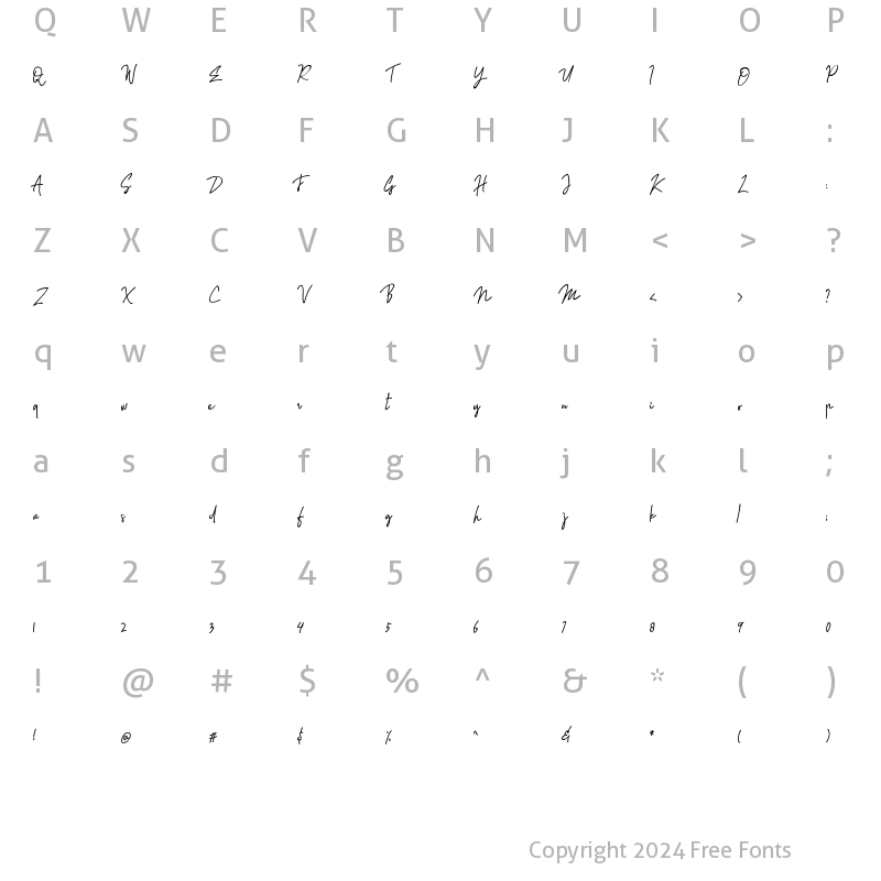 Character Map of Sinteria Regular