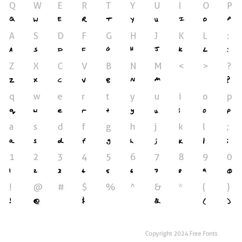 Character Map of Sirimo Script 1 Regular