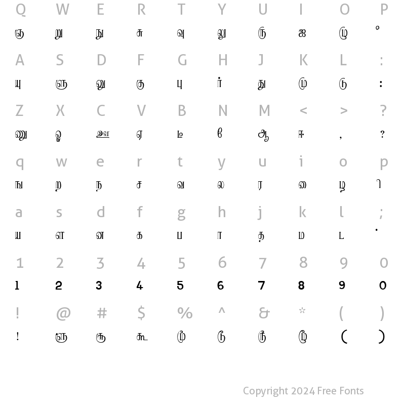 Character Map of Sirippu Regular