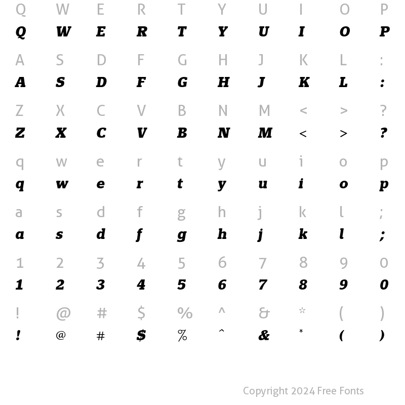 Character Map of Siseriff LT Std BoldItalic