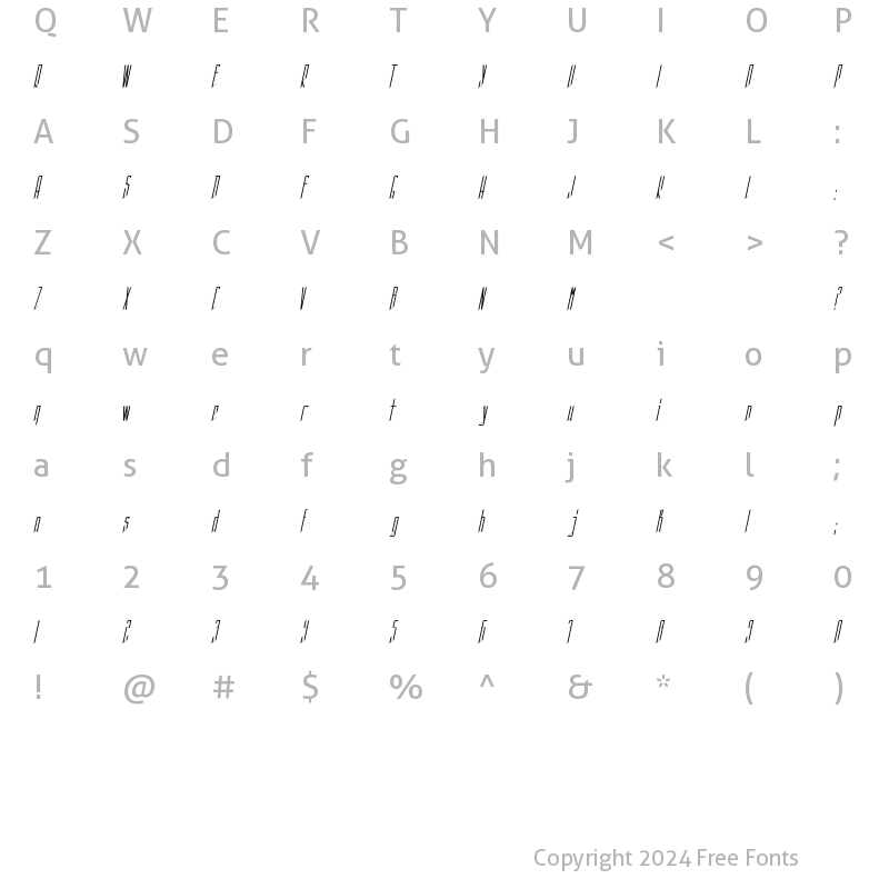 Character Map of Sistematica Italic