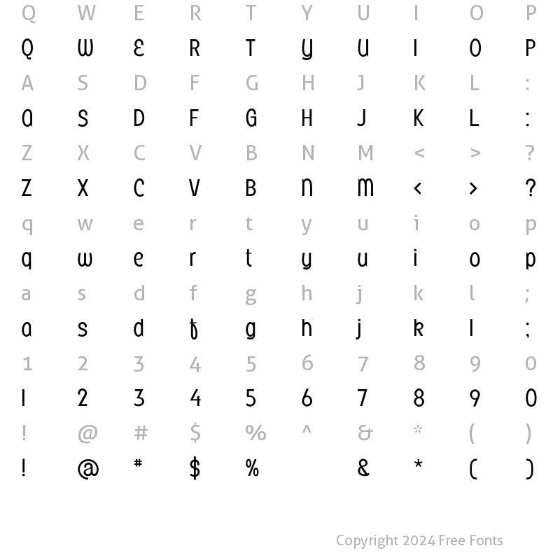 Character Map of Sister Light Regular