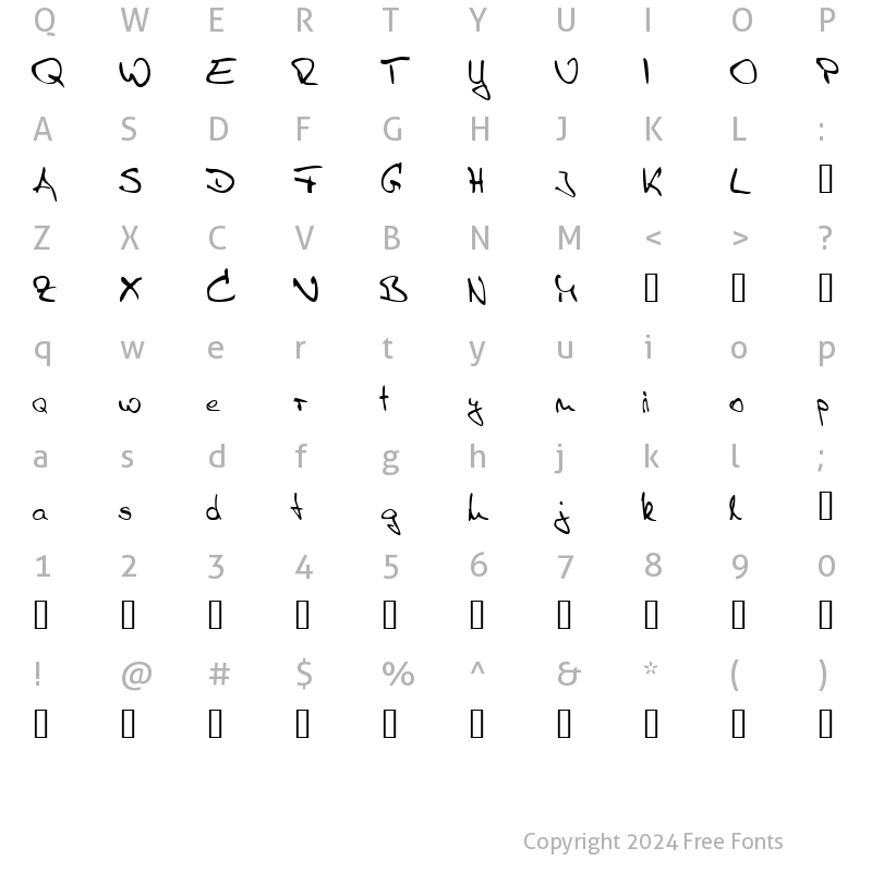 Character Map of Sister R Regular