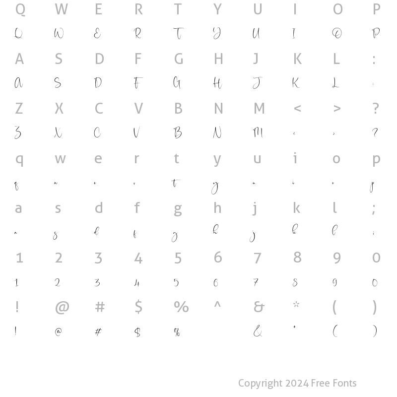 Character Map of Sisterli Regular