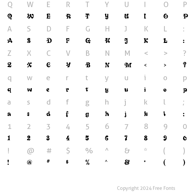 Character Map of Sixties Regular