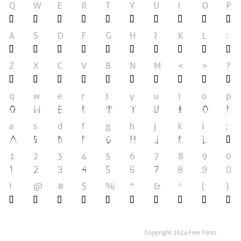 Character Map of Skeleton Alphabet Regular