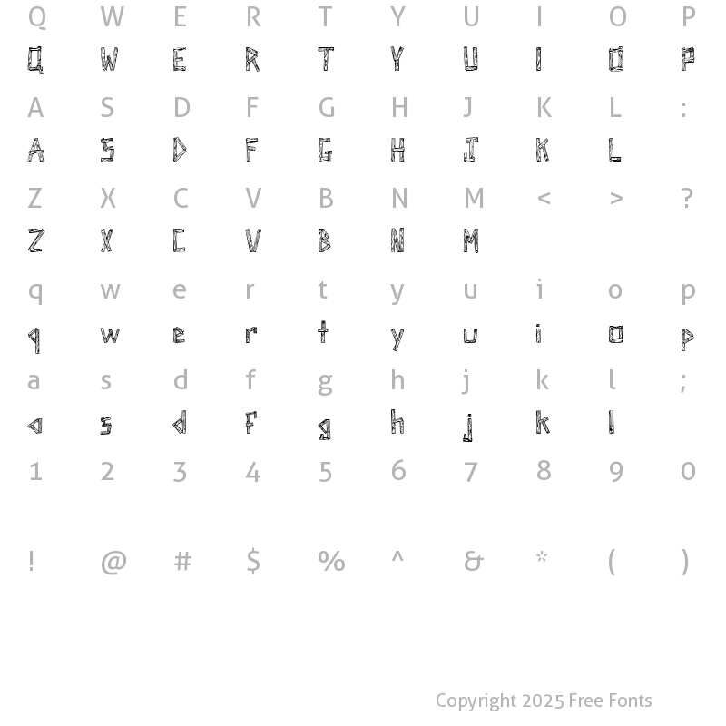 Character Map of SketchBoards Regular