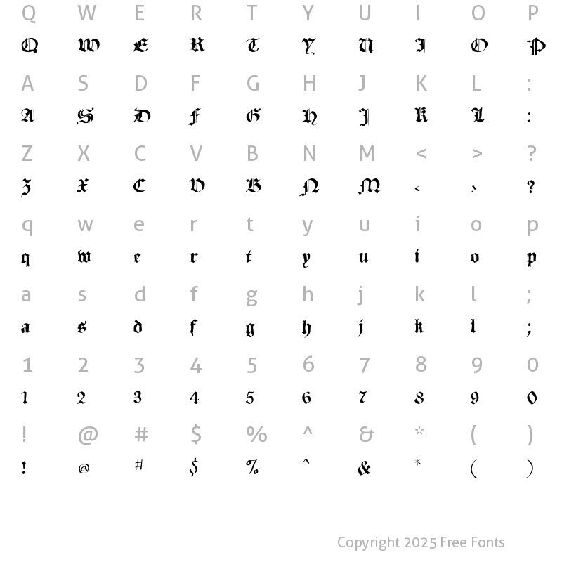 Character Map of SketchedCassiusBroken Regular