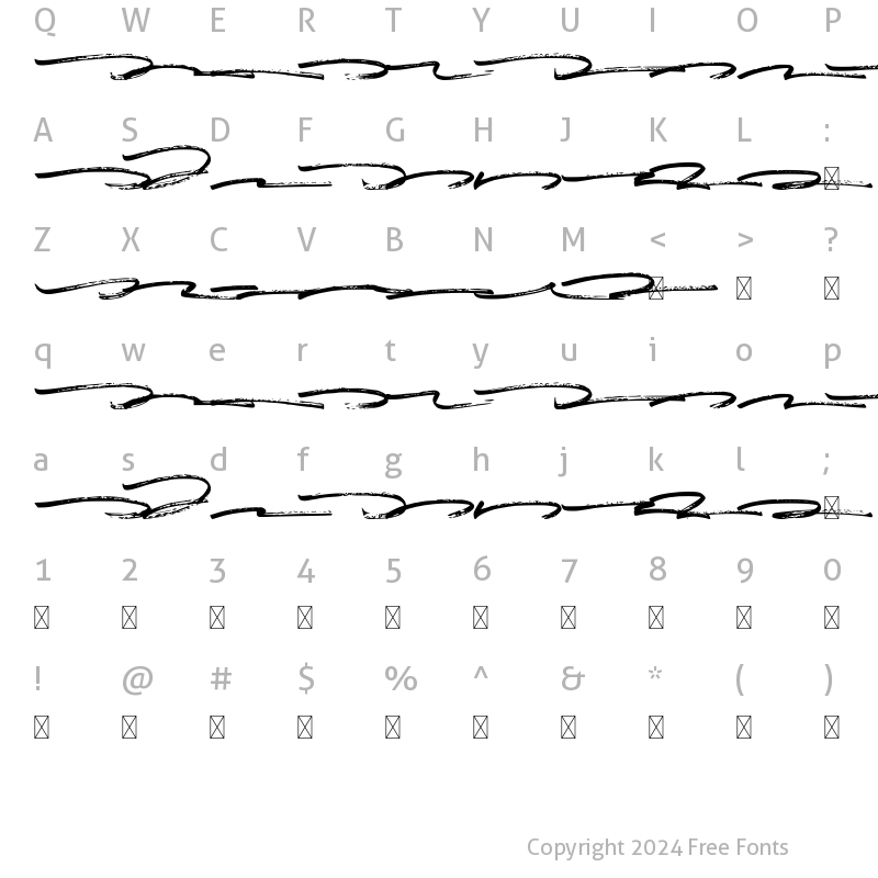 Character Map of Sketching Swash Regular