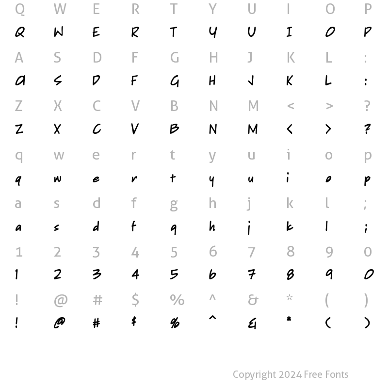 Character Map of Sketchpad Note Bold