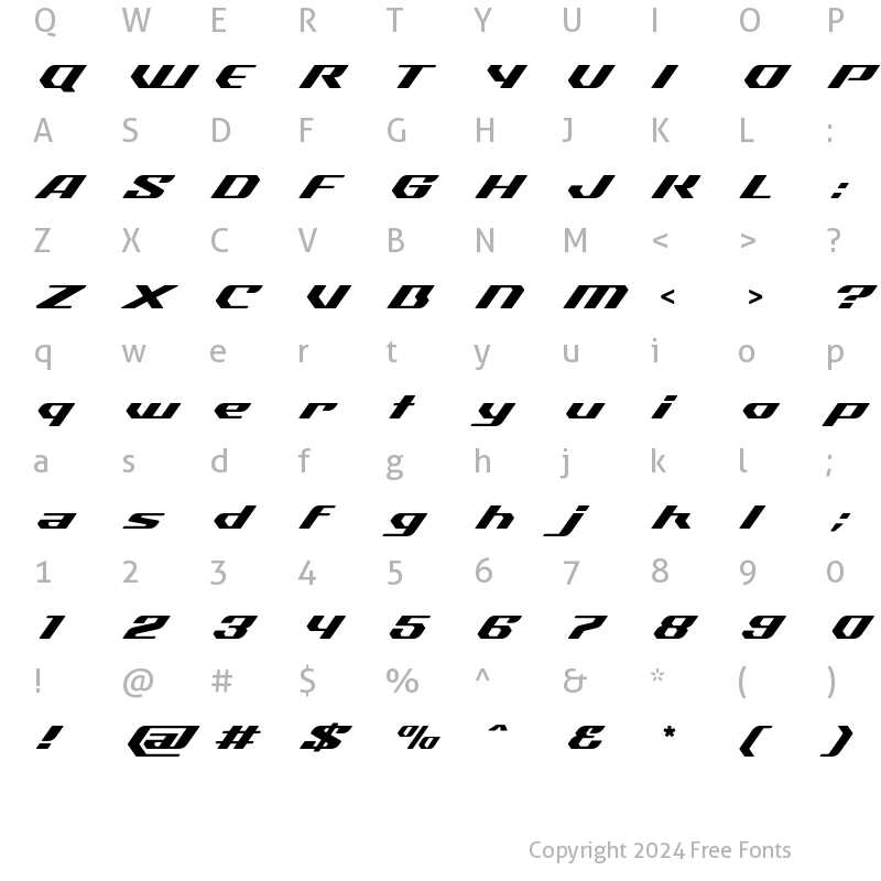 Character Map of Sketter Regular