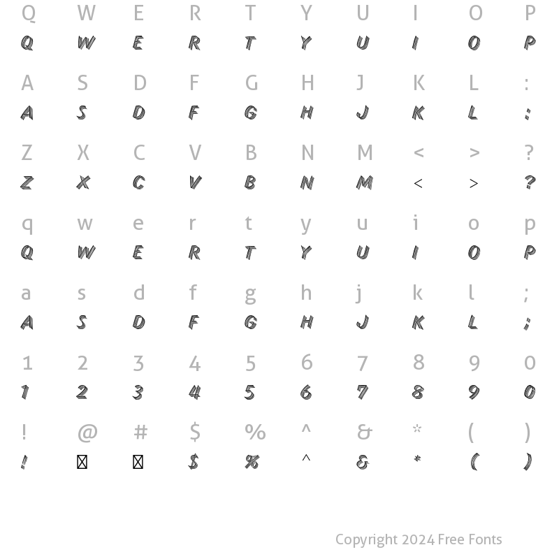 Character Map of Skid Row Std Regular