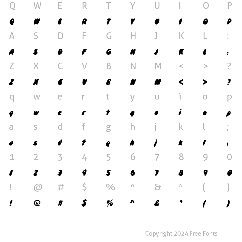 Character Map of Skidoos Becker Regular