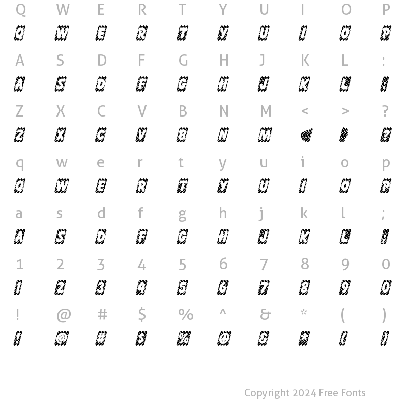 Character Map of Skidz Regular