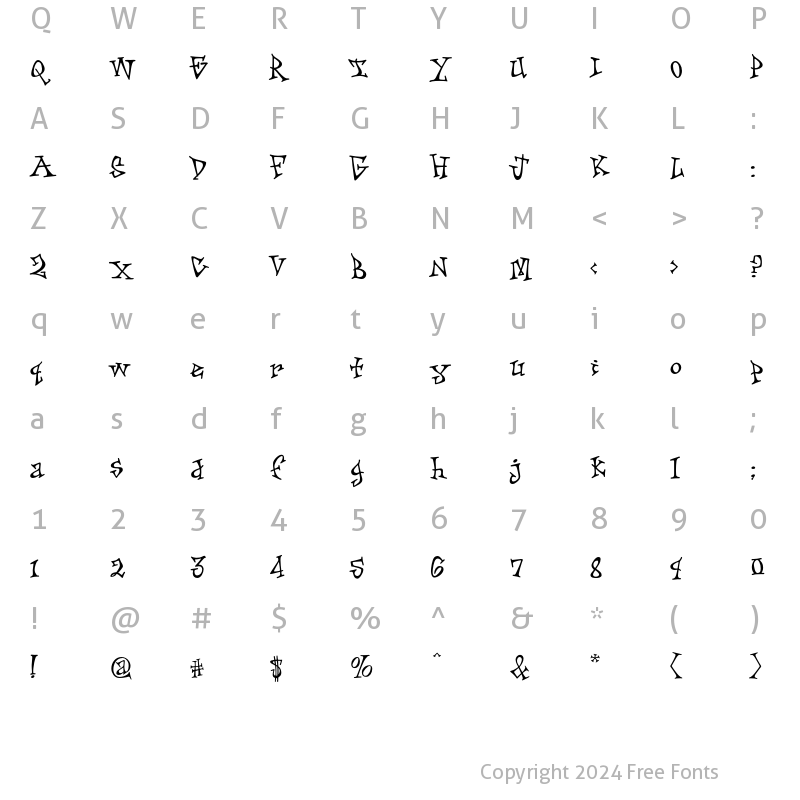 Character Map of Skiffledog Scratch Bold