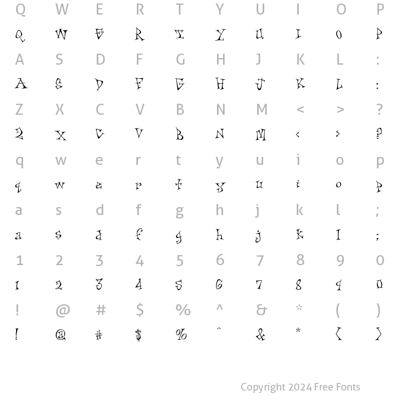 Character Map of Skiffledog Scratch Regular