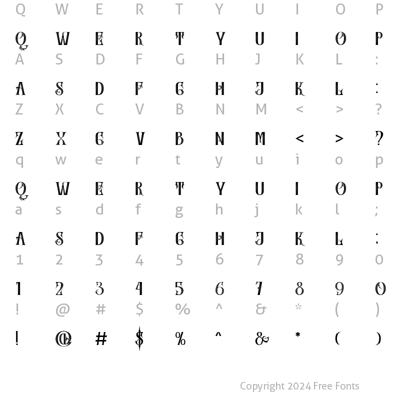 Character Map of SkinerScort Regular