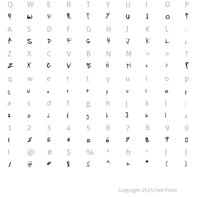 Character Map of SKRATCHYthespook Regular