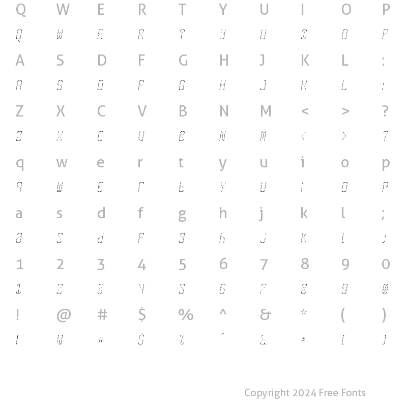 Character Map of SkreanFine Oblique Regular