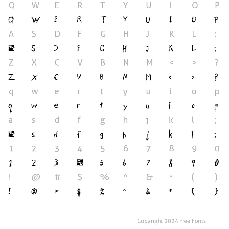 Character Map of Skribler Trial Version Regular