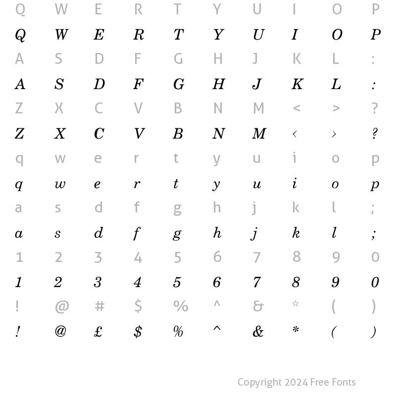 Character Map of Skt Centurion Italic