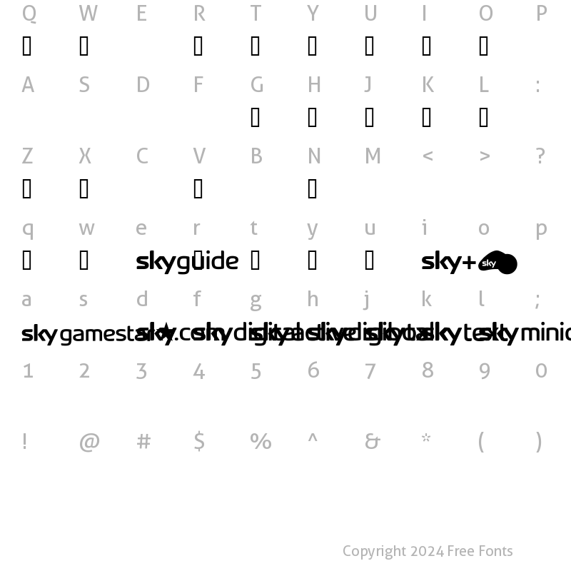 Character Map of SKYfontbrands Regular