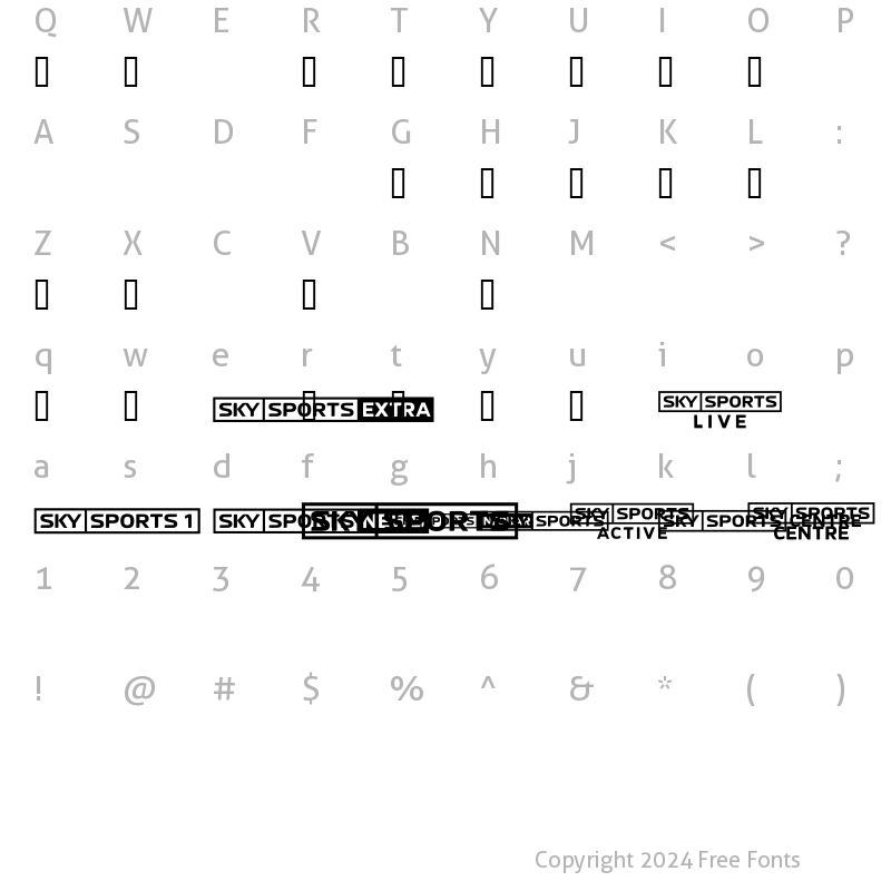 Character Map of SKYfontsport Regular